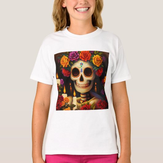 Dag van de Dode Suikerschedel 3 T-shirt (Voorkant)
