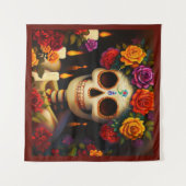 Dag van de Dode Suikerschedel 3 Wandkleed (Voorkant (horizontaal))