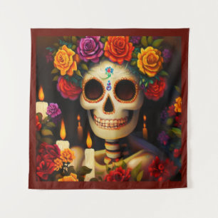 Dag van de Dode Suikerschedel 3 Wandkleed