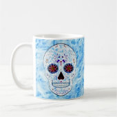 Dag van de Dode Suikerschedel - Baby Blue Fractal Koffiemok (Links)