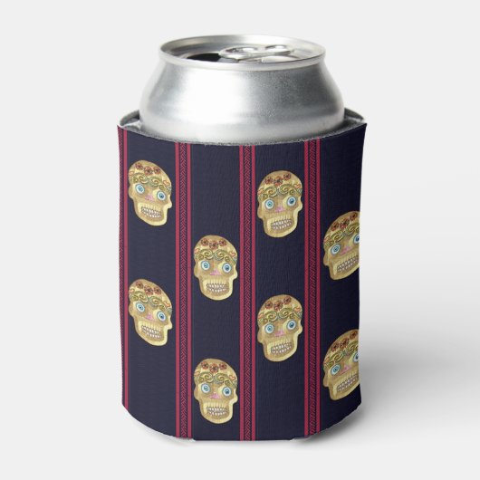 Dag van de Dode Suikerschedel (Blond Presswood) Blikjeskoeler (Blikje Voorkant)