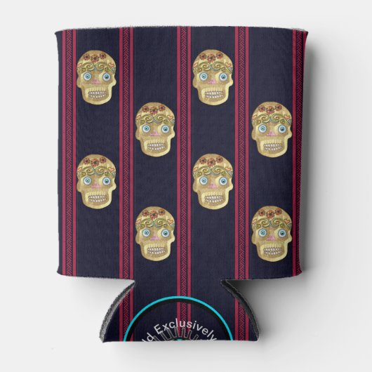 Dag van de Dode Suikerschedel (Blond Presswood) Blikjeskoeler (Voorkant)