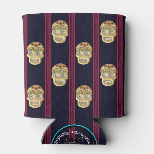 Dag van de Dode Suikerschedel (Blond Presswood) Blikjeskoeler (Achterkant)