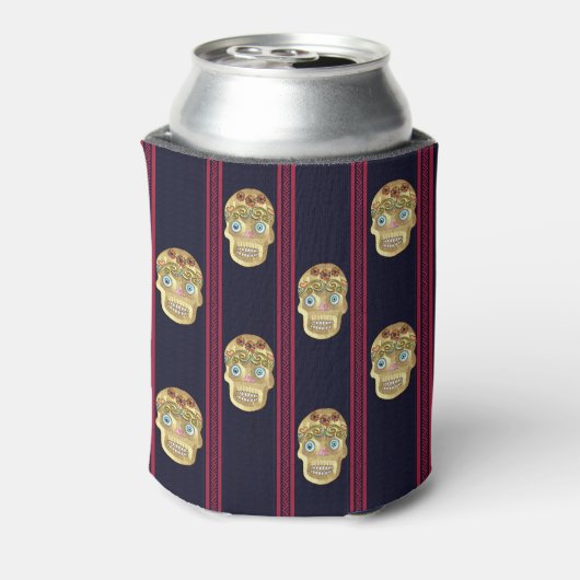 Dag van de Dode Suikerschedel (Blond Presswood) Blikjeskoeler (Blikje Achterkant)