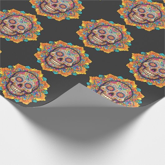 Dag van de dode suikerschedel cadeaupapier (Hoek)