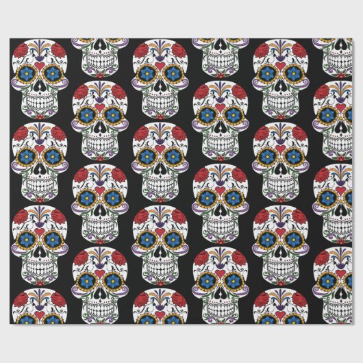 Dag van de dode suikerschedel cadeaupapier (Vlak)