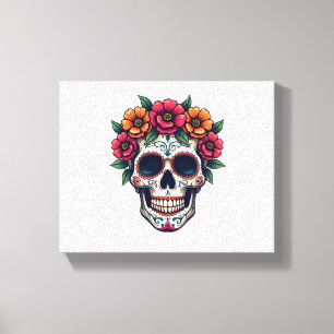 Dag van de Dode Suikerschedel - Dia de los Muertos Canvas Afdruk