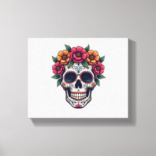 Dag van de Dode Suikerschedel - Dia de los Muertos Canvas Afdruk (Voorkant)