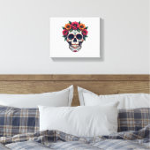 Dag van de Dode Suikerschedel - Dia de los Muertos Canvas Afdruk (Insitu (Slaapkamer))