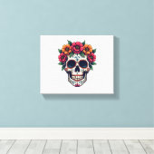 Dag van de Dode Suikerschedel - Dia de los Muertos Canvas Afdruk (Insitu (Houten vloer))