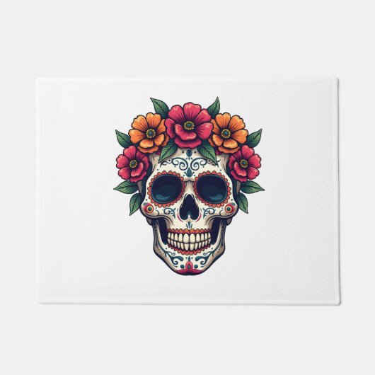 Dag van de Dode Suikerschedel - Dia de los Muertos Deurmat (Voorkant)