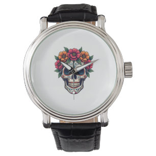 Dag van de Dode Suikerschedel - Dia de los Muertos Horloge