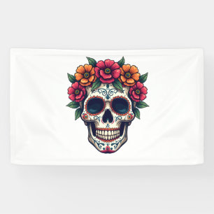 Dag van de Dode Suikerschedel - Dia de los Muertos Spandoek