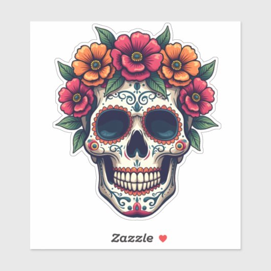 Dag van de Dode Suikerschedel - Dia de los Muertos Sticker (Vel)