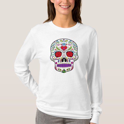 Dag van de Dode Suikerschedel Dia de los Muertos T-shirt (Voorkant)
