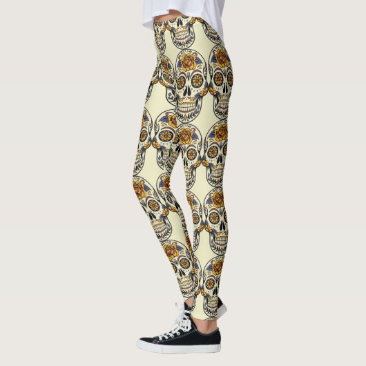 Dag van de dode suikerschedel (Dia de Muertos) Leggings (Links)