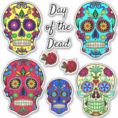 Dag van de Dode Suikerschedel Grote Stickers (Voorkant)
