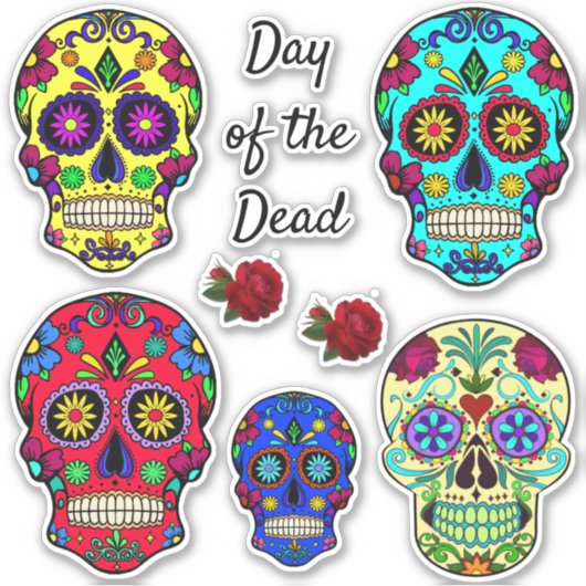 Dag van de Dode Suikerschedel Grote Stickers (Voorkant)
