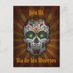 Dag van de Dode Suikerschedel   Halloween-Briefkaa Briefkaart