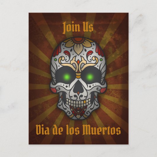 Dag van de Dode Suikerschedel | Halloween-Briefkaa Briefkaart (Voorkant)
