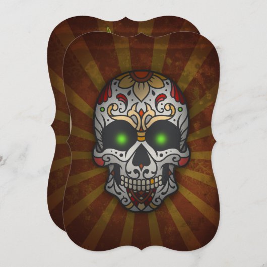 Dag van de dode suikerschedel | Halloween Kaart (Voorkant / Achterkant)