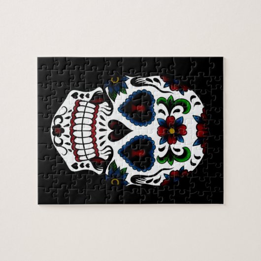 Dag van de dode suikerschedel in blauw legpuzzel (Horizontaal)