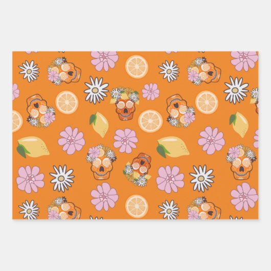 Dag van de dode suikerschedel inpakpapier vel (Voorkant)