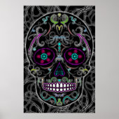Dag van de dode suikerschedel - kleurloos zwart poster (Voorkant)