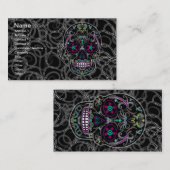 Dag van de dode suikerschedel - kleurloos zwart visitekaartje (Voorkant / Achterkant)