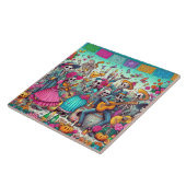 Dag van de Dode Suikerschedel Kleurrijke Trivet Te Tegeltje (Zijkant)