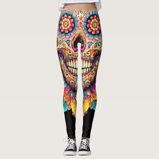 Dag van de dode suikerschedel leggings (Voorkant)
