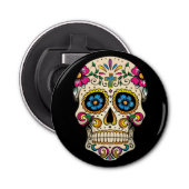 Dag van de dode suikerschedel met kruis button flesopener (Voorkant)