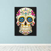 Dag van de dode suikerschedel met kruis canvas afdruk (Insitu (Houten vloer))