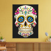 Dag van de dode suikerschedel met kruis canvas afdruk (Insitu (Woonkamer))