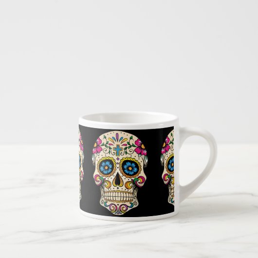 Dag van de dode suikerschedel met kruis espresso kop (Rechts)