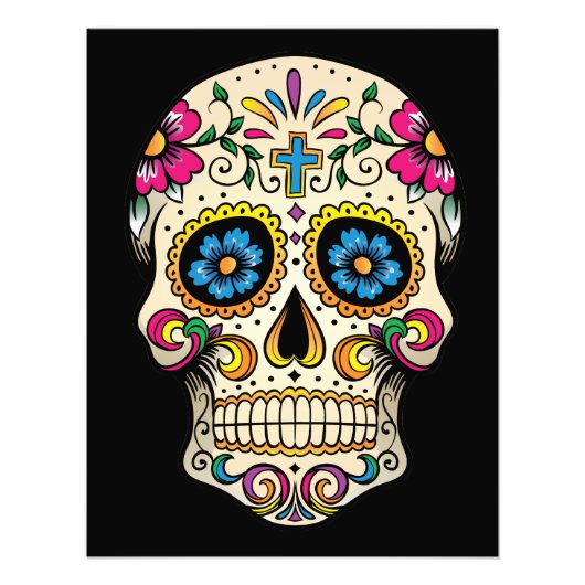 Dag van de dode suikerschedel met kruis foto afdruk (Voorkant)