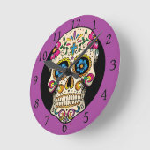 Dag van de dode suikerschedel met kruis ronde klok (Hoek)