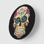 Dag van de dode suikerschedel met kruis ronde klok (Hoek)