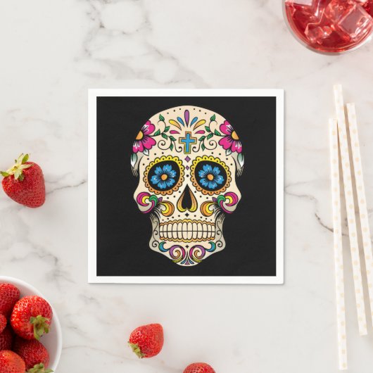 Dag van de dode suikerschedel met kruis servet (Insitu)