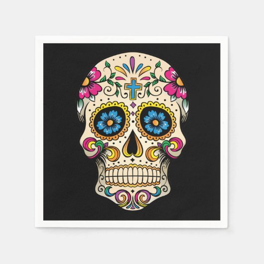 Dag van de dode suikerschedel met kruis servet (Voorkant)