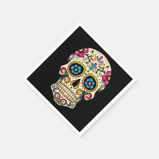 Dag van de dode suikerschedel met kruis servet (Hoek)