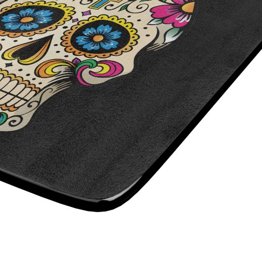 Dag van de dode suikerschedel met kruis snijplank (Hoek)