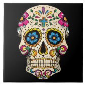 Dag van de dode suikerschedel met kruis tegeltje (Voorkant)