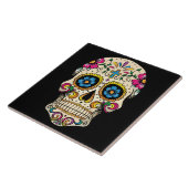 Dag van de dode suikerschedel met kruis tegeltje (Zijkant)