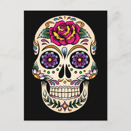 Dag van de dode suikerschedel met Roos Briefkaart (Voorkant)