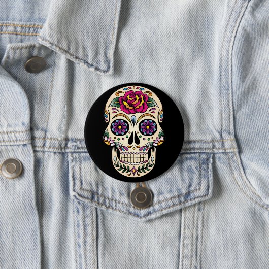 Dag van de dode suikerschedel met Roos Button (In situ)