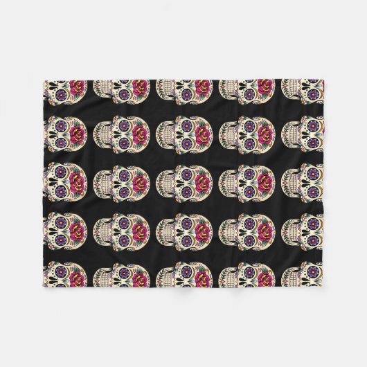 Dag van de dode suikerschedel met Roos Fleece Deken (Voorkant (Horizontaal))