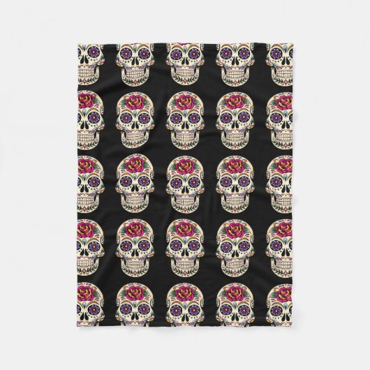 Dag van de dode suikerschedel met Roos Fleece Deken (Voorkant)