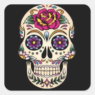 Dag van de dode suikerschedel met Roos sticker