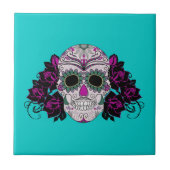 Dag van de dode suikerschedel met Rozen Tegeltje (Voorkant)